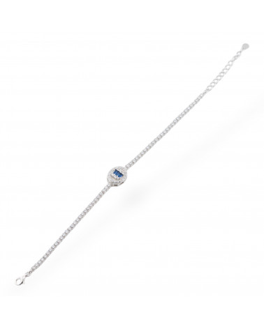 Bracciale In Argento 925 Con Zirconi 1pz MOD563 Rodiato Blu-BRACCIALI DI ARGENTO 925 | Worldofjewel.com