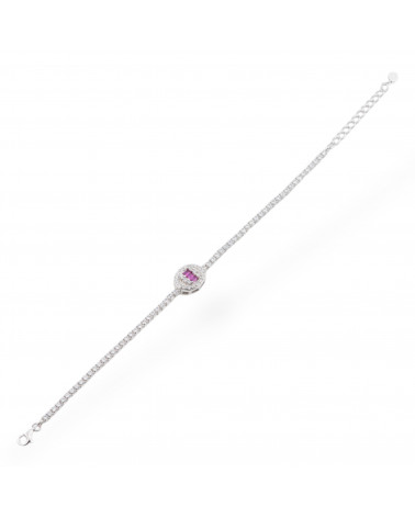 Bracciale In Argento 925 Con Zirconi 1pz MOD563 Rodiato Rosso-BRACCIALI DI ARGENTO 925 | Worldofjewel.com