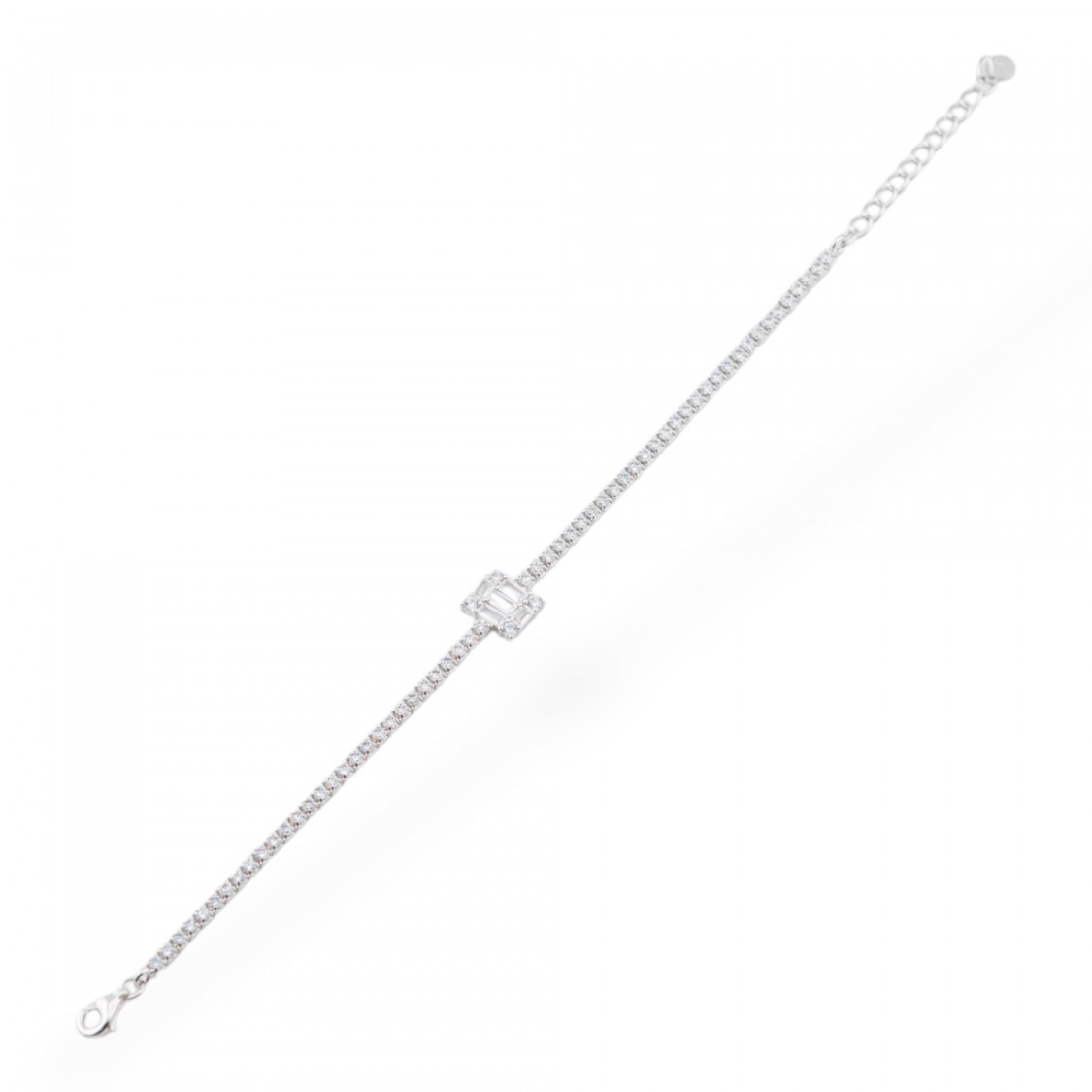 Bracciale In Argento 925 Con Zirconi 1pz MOD568 Rodiato Bianco-BRACCIALI DI ARGENTO 925 | Worldofjewel.com