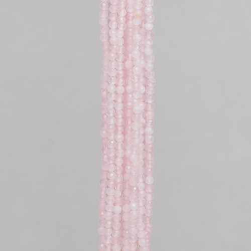 Cuarzo rosa facetado con talla de diamante de 2,5 mm, transparente