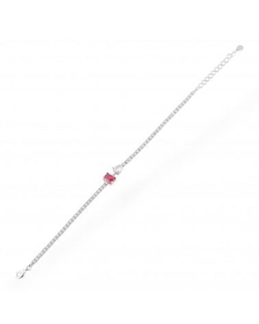 Bracciale In Argento 925 Con Zirconi 1pz MOD569 Rodiato Rosso-BRACCIALI DI ARGENTO 925 | Worldofjewel.com