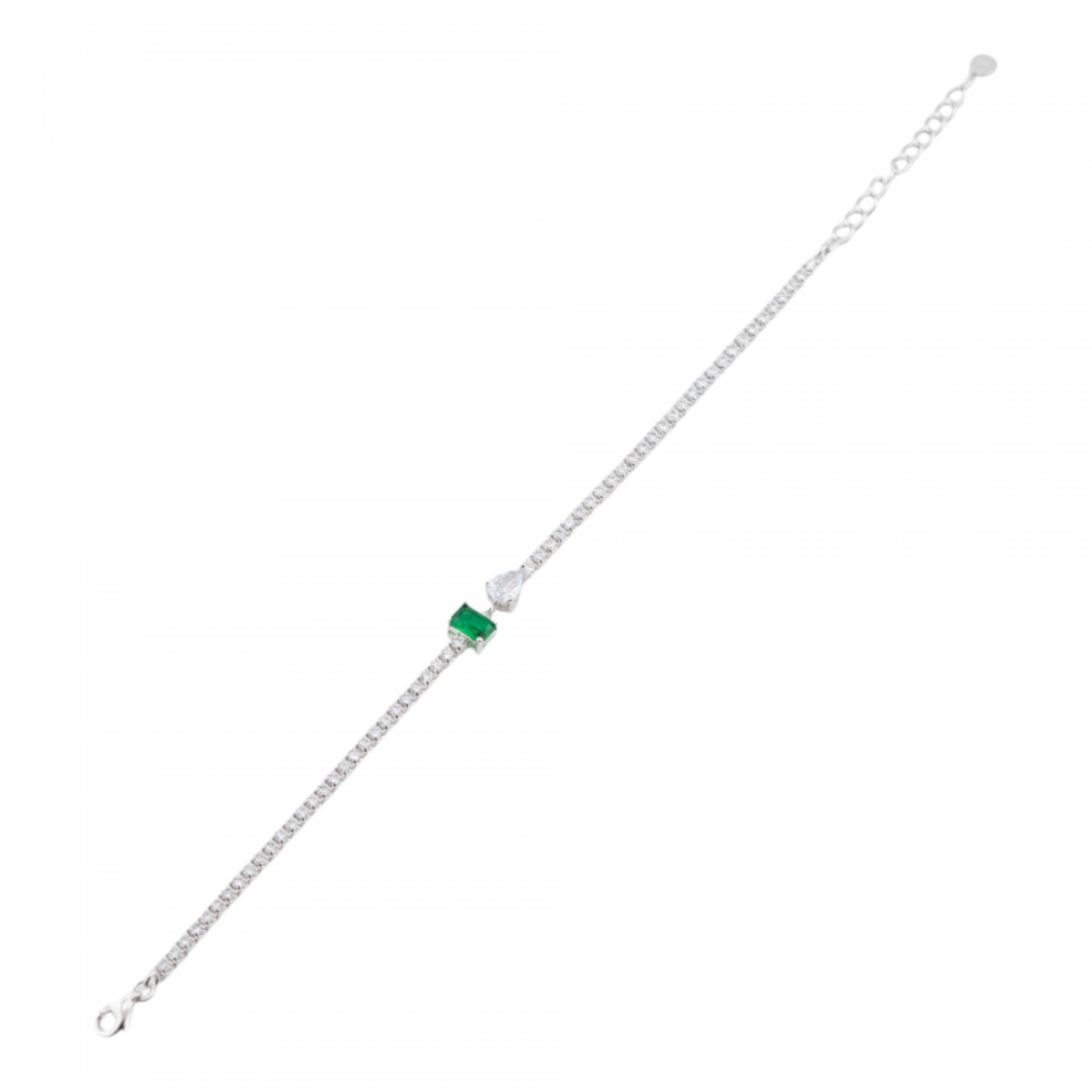 Bracciale In Argento 925 Con Zirconi 1pz MOD569 Rodiato Verde-BRACCIALI DI ARGENTO 925 | Worldofjewel.com