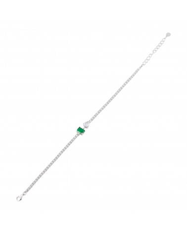 Bracciale In Argento 925 Con Zirconi 1pz MOD569 Rodiato Verde-BRACCIALI DI ARGENTO 925 | Worldofjewel.com