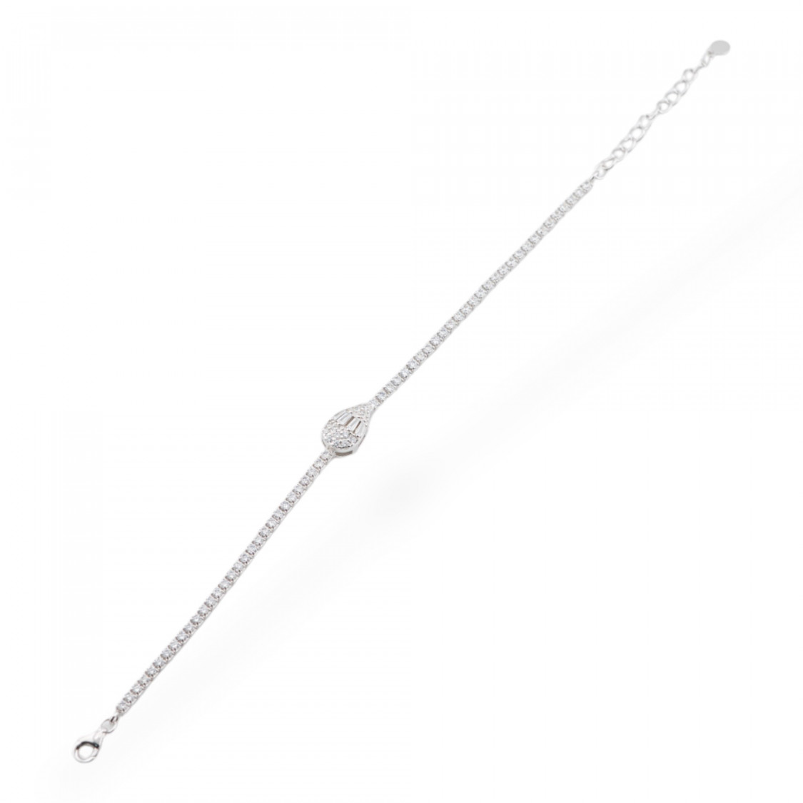 Bracciale In Argento 925 Con Zirconi 1pz MOD570 Rodiato Bianco-BRACCIALI DI ARGENTO 925 | Worldofjewel.com