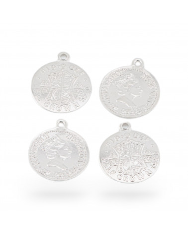 Componente Pendente Di Ottone Moneta 17mm 30pz Rodiato-CONNETTORI CON STRASS | Worldofjewel.com