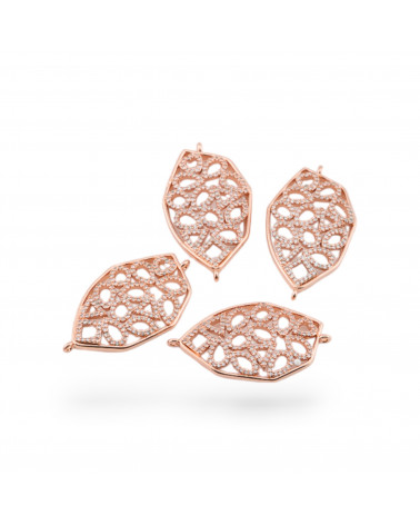 Componenti Connettore Di Bronzo Con Zirconi Incastonati Irregolare 4pz Oro Rosa-CONNETTORI CON STRASS | Worldofjewel.com