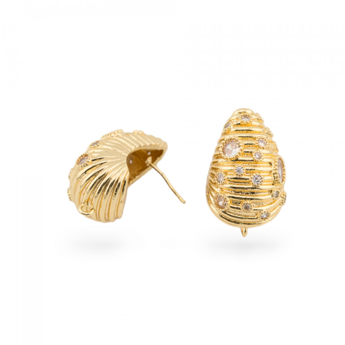 Base Per Orecchini Di Bronzo Perno 16x25mm 2 Coppie Dorato Bianco-BASI DI OTTONE E BRONZO | Worldofjewel.com
