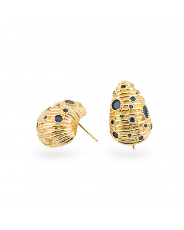 Bronze Earring Base Pin 16x25mm 2 Pairs Gold Blue-BRASS AND BRONZE BASES | Worldofjewel.com