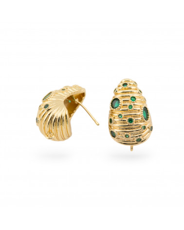 Base Per Orecchini Di Bronzo Perno 16x25mm 2 Coppie Dorato Verde-BASI DI OTTONE E BRONZO | Worldofjewel.com