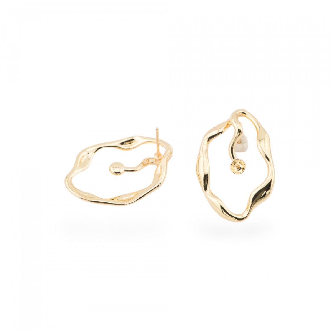 Base Per Orecchini Di Bronzo Perno Battuto 20x30mm Con Coppetta 7 Paia Dorato-BASI DI OTTONE E BRONZO | Worldofjewel.com