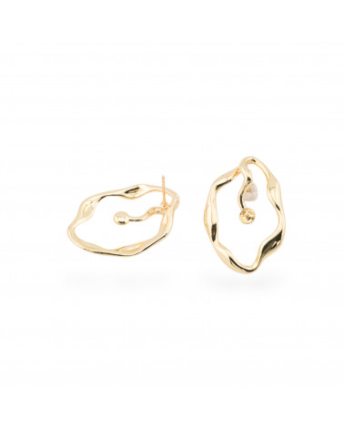 Base Per Orecchini Di Bronzo Perno Battuto 20x30mm Con Coppetta 7 Paia Dorato-BASI DI OTTONE E BRONZO | Worldofjewel.com