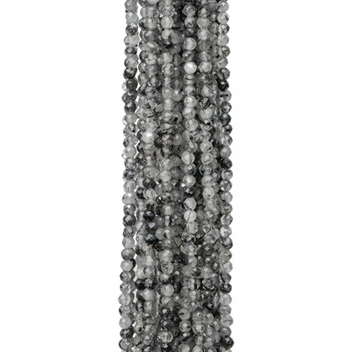 Cuarzo rutilado negro (cuarzo rayado) talla diamante facetado 2,2 mm