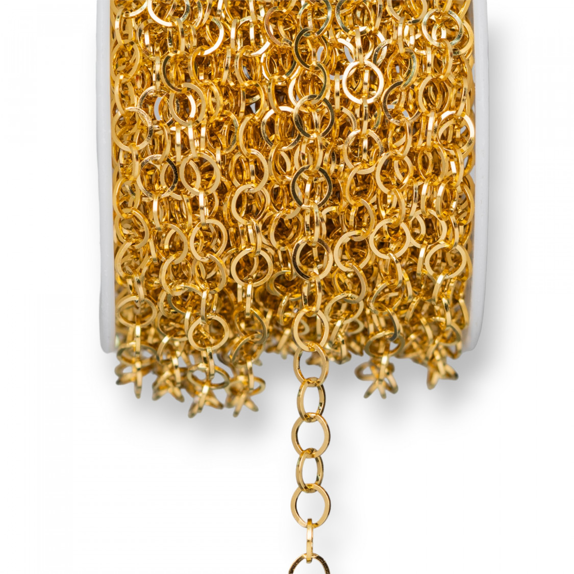 Cadena de cadena de acero triturado redondo de 4,0 mm Alambre de 0,5 mm 15 metros chapado en oro-CADENAS REDONDAS | Worldofjewel.com