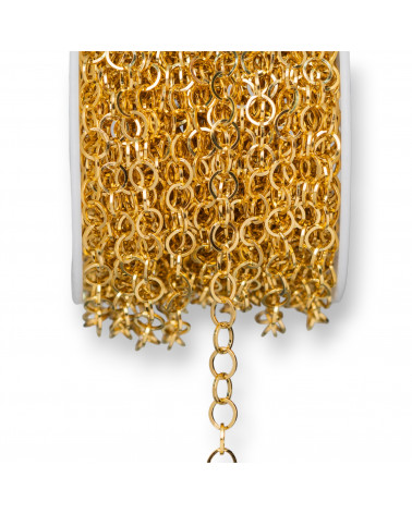 Cadena de cadena de acero triturado redondo de 4,0 mm Alambre de 0,5 mm 15 metros chapado en oro-CADENAS REDONDAS | Worldofjewel.com
