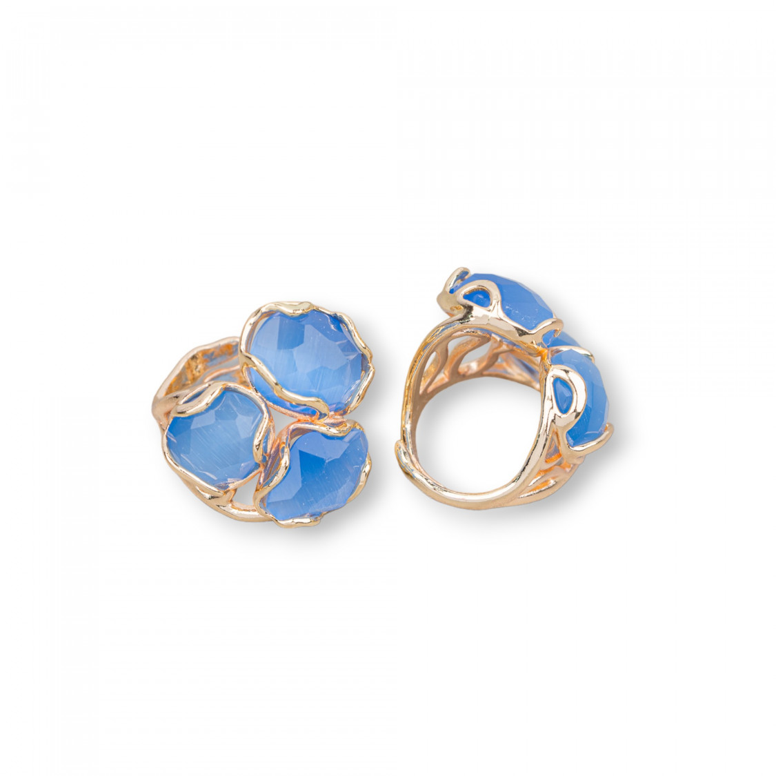 Anello Regolabile in Bronzo Dorato Collezione Aurora-S con Anello Di Bronzo Collezione AURORA 25x27mm Con Occhio Di Gatto Cel-ANELLI BRONZO CON PIETRE INCASTONATE | Worldofjewel.com
