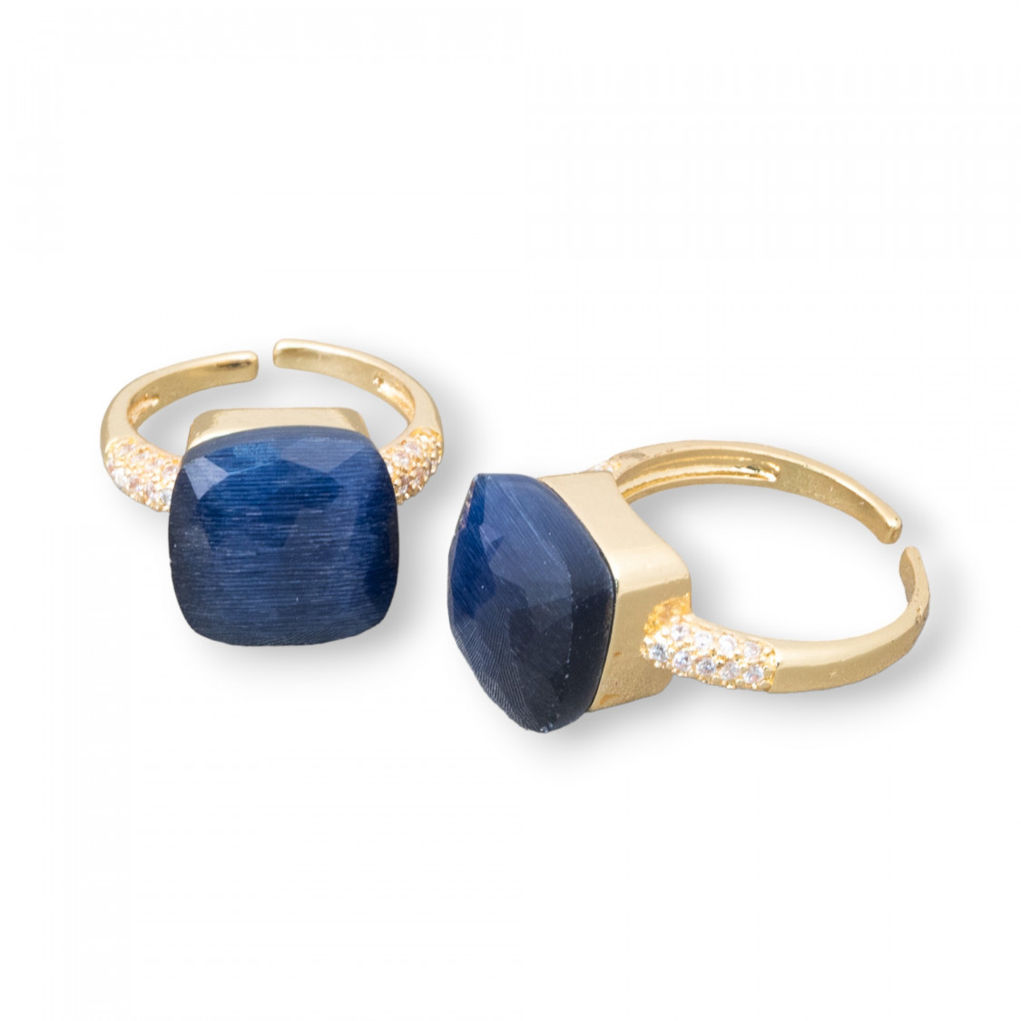 13-mm-Katzenaugen-Bronzering mit Zirkonen in Saphirblau-BRONZERINGE UND KATZENAUGE | Worldofjewel.com
