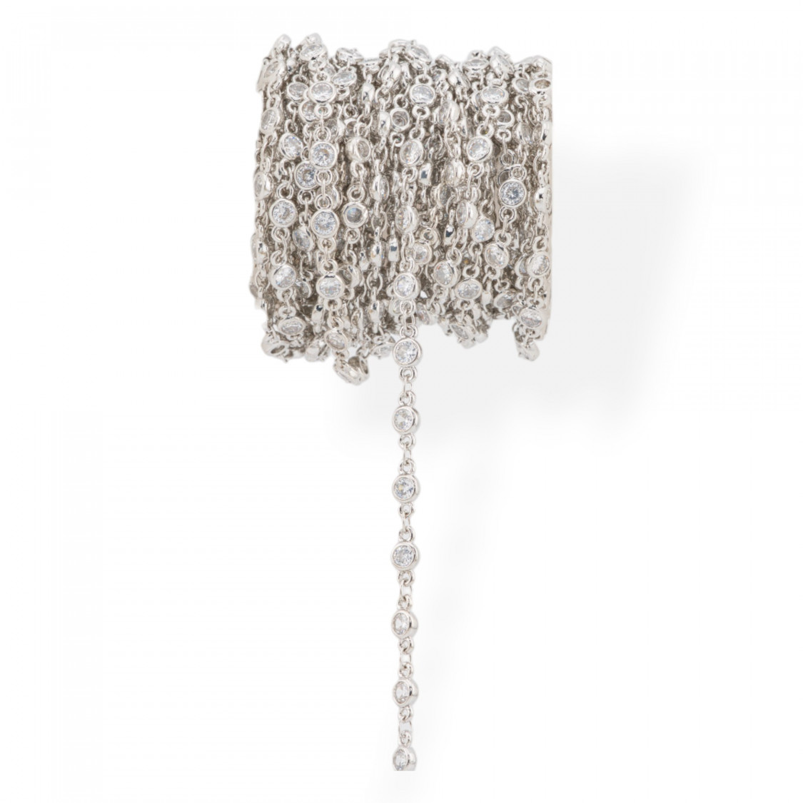 Cadena De Latón Con Circonitas Talla Brillante Juego 4mm 1 Metro Rodiado-CATENE CON PIETRE E CRISTALLI | Worldofjewel.com