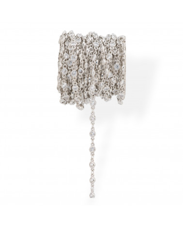 Cadena De Latón Con Circonitas Talla Brillante Juego 4mm 1 Metro Rodiado-CATENE CON PIETRE E CRISTALLI | Worldofjewel.com