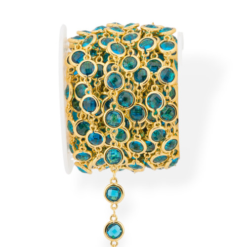 Catena Rosario Di Ottone Con Occhio Di Gatto Cabochon 7,5mm 1 Metro Dorato Ottanio-CATENE A METRAGGIO | Worldofjewel.com