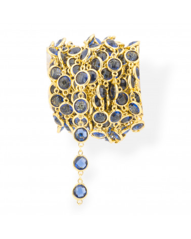 Messing-Rosenkranzkette mit rundem Katzenauge-Cabochon, 10 mm, 1 Meter, goldblauer, transparenter Edelstein-CATENE A METRAGGIO | Worldofjewel.com