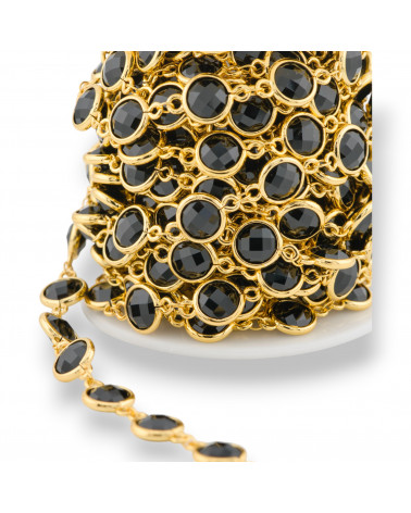 Messing-Rosenkranzkette mit rundem Katzenauge-Cabochon, 10 mm, 1 Meter, Goldschwarz-CATENE A METRAGGIO | Worldofjewel.com