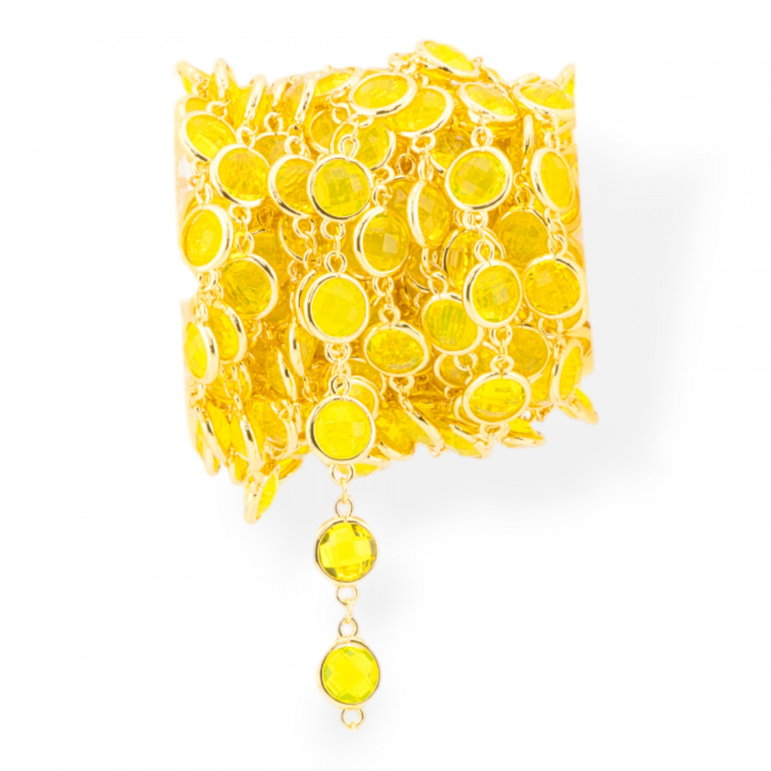 Catena Rosario Di Ottone Con Occhio Di Gatto Cabochon Tondo 10mm 1 Metro Dorato Opale Giallo-CATENE A METRAGGIO | Worldofjewel.com