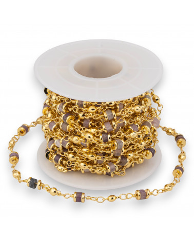 Catena Rosario Di Ottone Con Pietre Dure Rondelle 5mm 1 Metro Ametista-CATENE A METRAGGIO | Worldofjewel.com