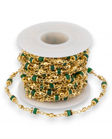 Catena Rosario Di Ottone Con Pietre Dure Rondelle 5mm 1 Metro Giada Verde Smeraldo-CATENE A METRAGGIO | Worldofjewel.com