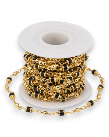 Catena Rosario Di Ottone Con Pietre Dure Rondelle 5mm 1 Metro Onice-CATENE A METRAGGIO | Worldofjewel.com
