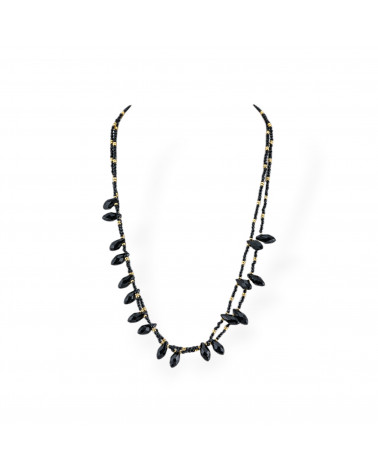 Bijoux Collar De Cristales CZ Con Elementos De Bronce 2 Piezas Negro-DISEÑO ITALIA | Worldofjewel.com