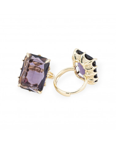Bague en bronze avec cristaux de cabochon CZ rectangle 18x25mm taille réglable violet-BAGUES EN BRONZE ET ŒIL DE CHAT | Worldofjewel.com
