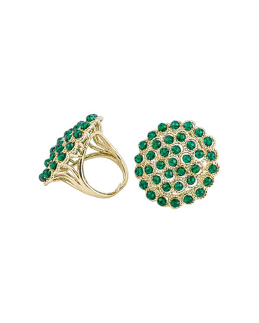 Anillo De Bronce Con Cuentas De Piedras Semipreciosas 30mm Tamaño Ajustable Verde-ANILLOS DE BRONCE Y OJO DE GATO | Worldofjewel.com