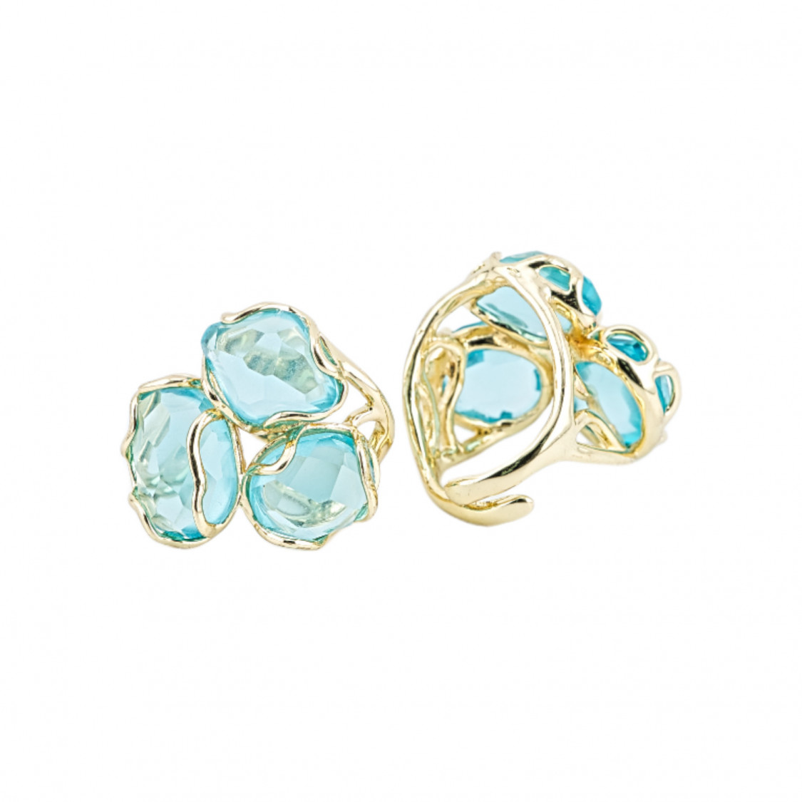 Anello Regolabile in Bronzo Dorato Collezione Aurora-S con Anello Di Bronzo Collezione AURORA 25x27mm Con Occhio Di Gatto Tur-ANELLI BRONZO CON PIETRE INCASTONATE | Worldofjewel.com