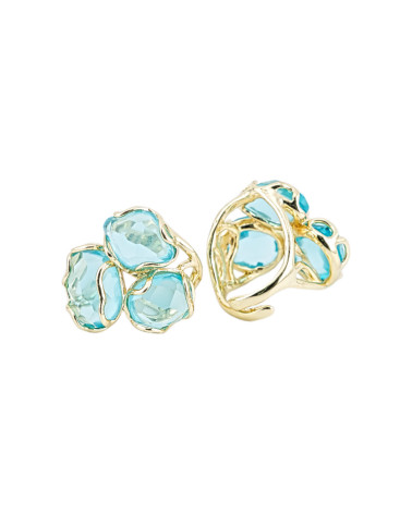 Anello Regolabile in Bronzo Dorato Collezione Aurora-S con Anello Di Bronzo Collezione AURORA 25x27mm Con Occhio Di Gatto Tur-ANELLI BRONZO CON PIETRE INCASTONATE | Worldofjewel.com