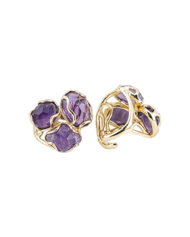 Anello Regolabile in Bronzo Dorato Collezione Aurora-S con Anello Di Bronzo Collezione AURORA 25x27mm Con Occhio Di Gatto Vio-ANELLI BRONZO CON PIETRE INCASTONATE | Worldofjewel.com