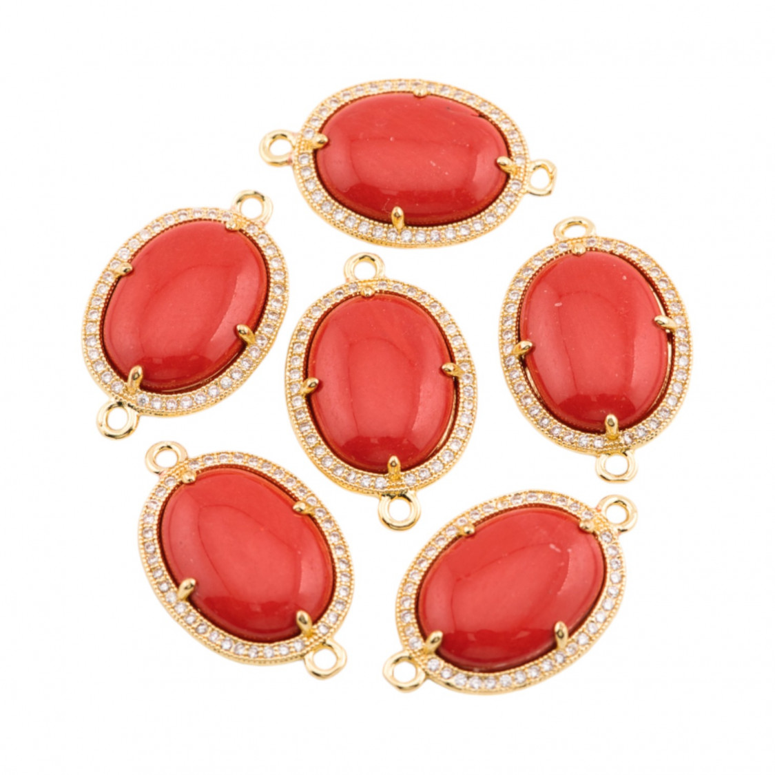 Componenti Connettore Di Bronzo Con Zirconi E Pietre Dure Ovale 15x20mm 6pz-CONNECTEURS AVEC STRASS | Worldofjewel.com