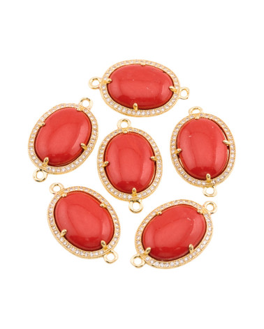 Componenti Connettore Di Bronzo Con Zirconi E Pietre Dure Ovale 15x20mm 6pz-CONNECTEURS AVEC STRASS | Worldofjewel.com