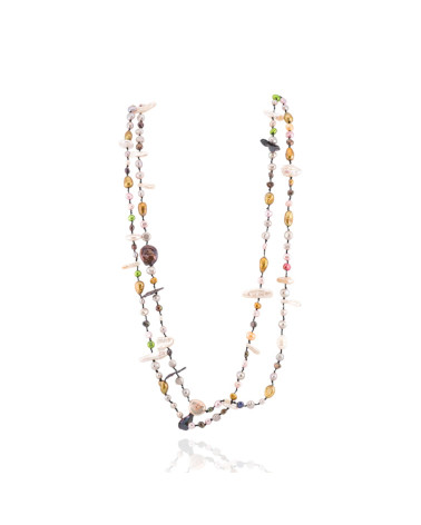 Collana Charlestone Di Perle Di Fiume Mix Color e Forme Con Nodini 160cm-COLLANE DI ARGENTO 925 | Worldofjewel.com