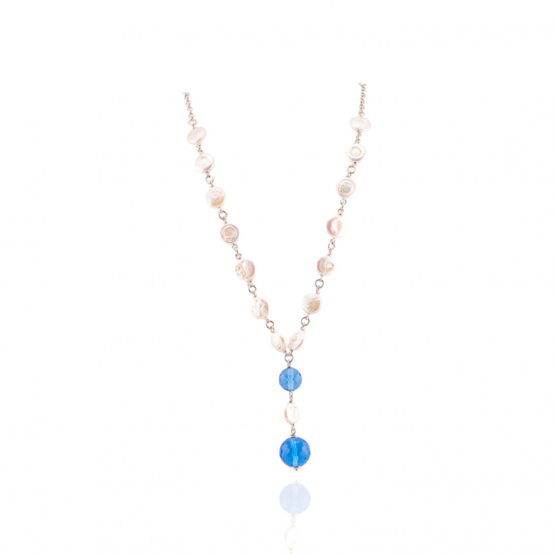 Collana In Argento 925 Catena Placcato Oro Con Zirconi Ovali Multicolor 42cm E Pendente 11cm Foglie Satinate-COLLANE DI ARGENTO 925 | Worldofjewel.com