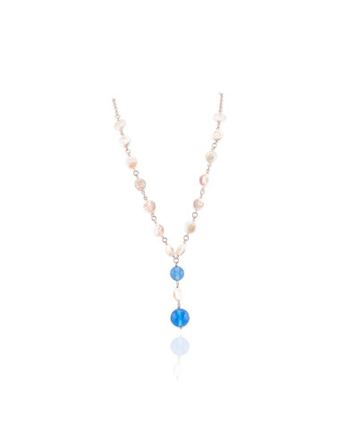Collana In Argento 925 Catena Placcato Oro Con Zirconi Ovali Multicolor 42cm E Pendente 11cm Foglie Satinate-COLLANE DI ARGENTO 925 | Worldofjewel.com
