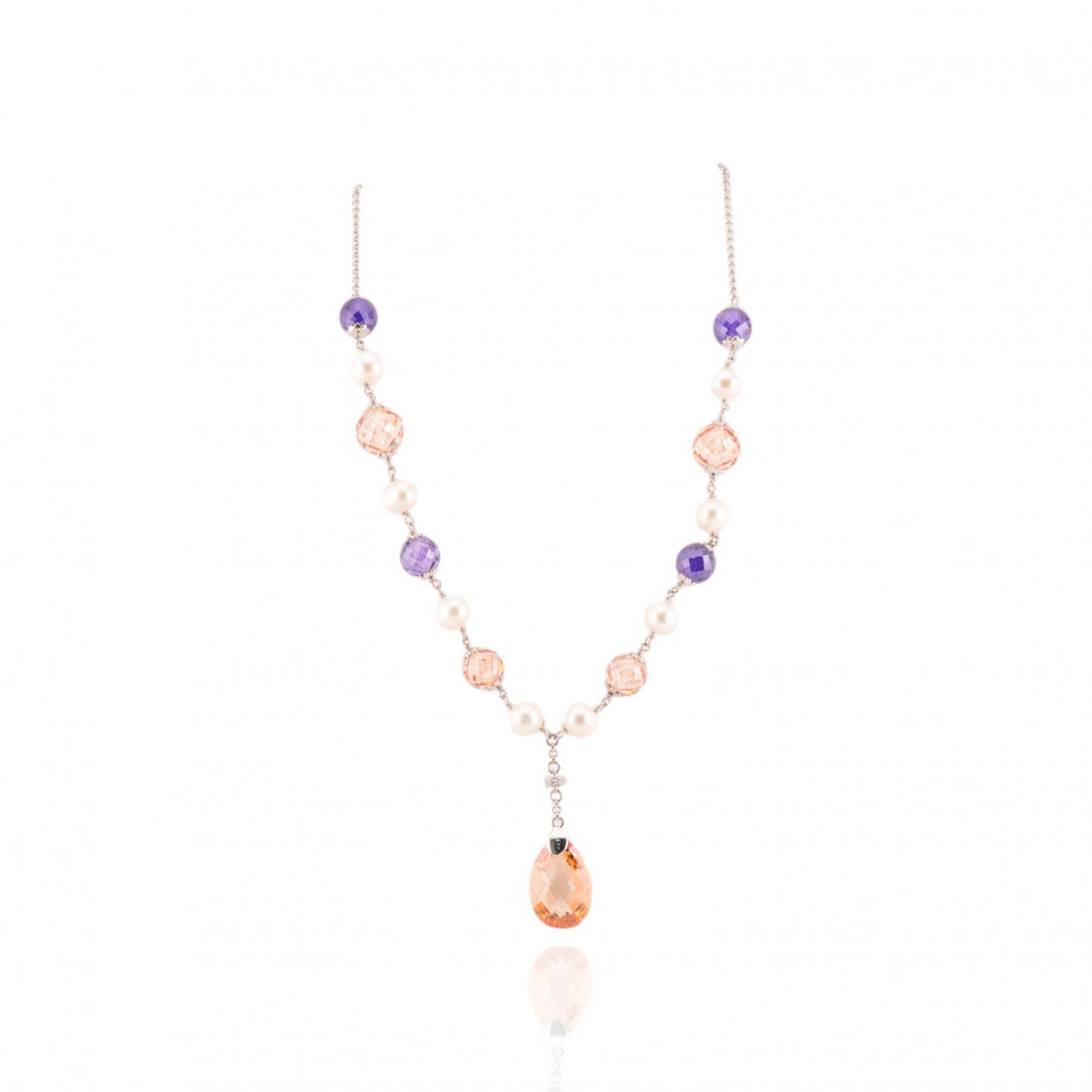 Collana In Argento 925 E Zirconi E Perle Di Fiume-COLLANE DI ARGENTO 925 | Worldofjewel.com