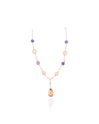 Collana In Argento 925 E Zirconi E Perle Di Fiume-COLLANE DI ARGENTO 925 | Worldofjewel.com
