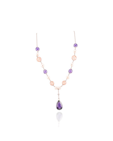 Collana In Argento 925 E Zirconi E Perle Di Fiume-COLLANE DI ARGENTO 925 | Worldofjewel.com
