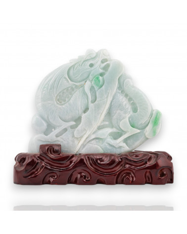 Soprammobile Statua Giada Birmana Con Base In Legno 18 x 14 cm Mod.23-STATUETTE | Worldofjewel.com