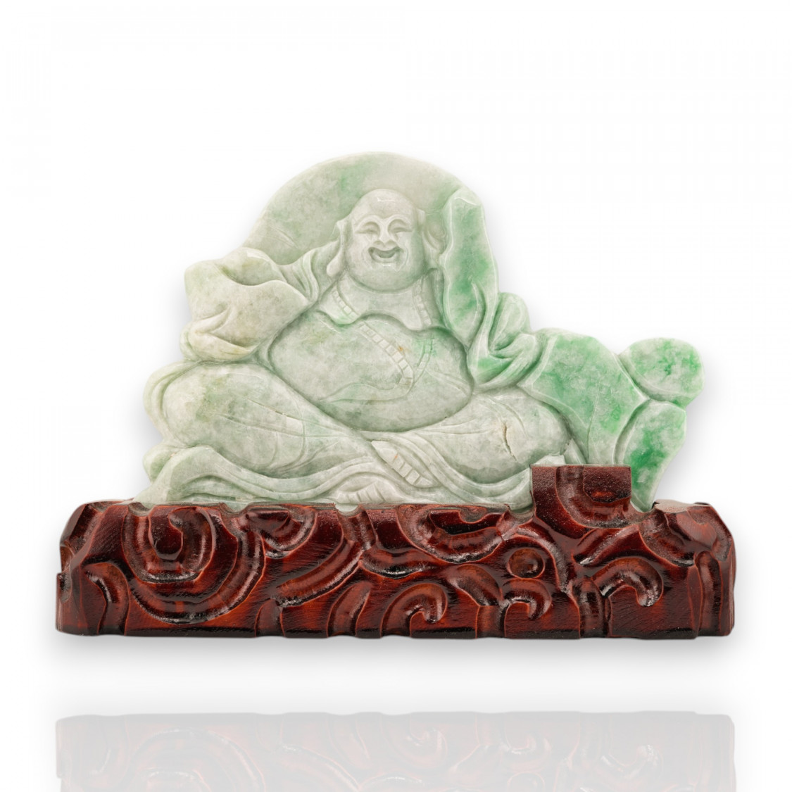 Soprammobile Statua Giada Birmana Con Base In Legno 21 x 15 cm Mod.31-STATUETTE | Worldofjewel.com