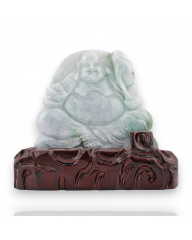 Soprammobile Statua Giada Birmana Con Base In Legno 16 x 13 cm Mod.22-STATUETTE | Worldofjewel.com