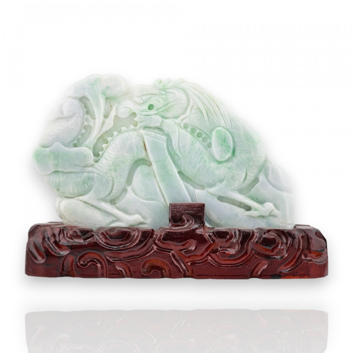 Soprammobile Statua Giada Birmana Con Base In Legno 23 x 15 cm Mod.30-STATUETTE | Worldofjewel.com