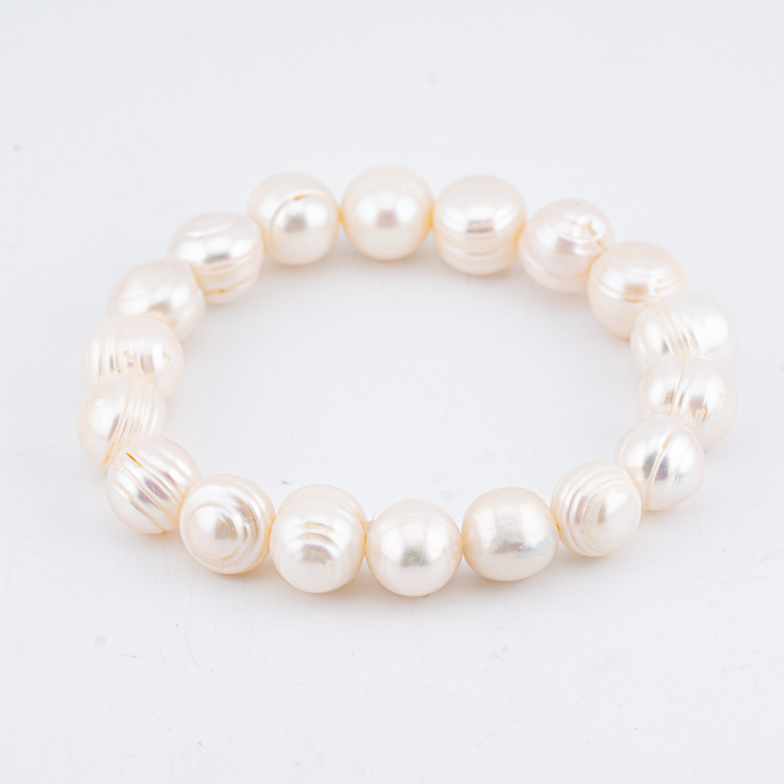 Bracciale Elastico Di Perle Di Fiume Tondo Rigato 11-12mm-PIERRES DURES ET PERLES DE RIVIÈRE | Worldofjewel.com