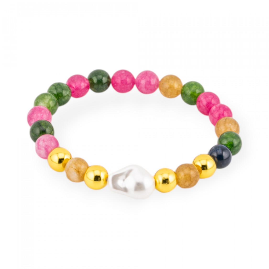 Bracciale Elastico Di Pietre Dure 8mm Con Ematite E Cendrale Diamantato Giada Mix-LINEA UOMO | Worldofjewel.com