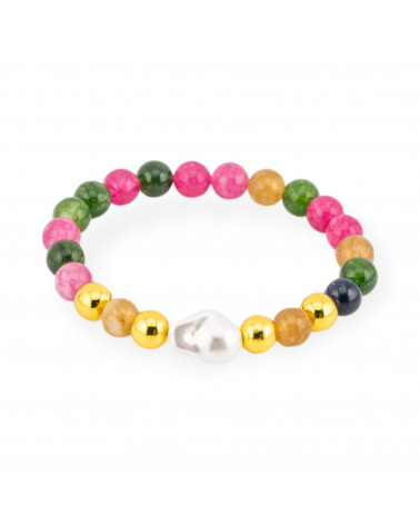 Bracciale Elastico Di Pietre Dure 8mm Con Ematite E Cendrale Diamantato Giada Mix-LINEA UOMO | Worldofjewel.com